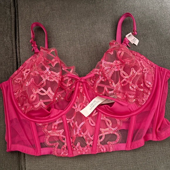 Victoria Secret Corset Bra in Pretty Satin Lace Mint Green or Pink. Brand New - Picture 9 of 10